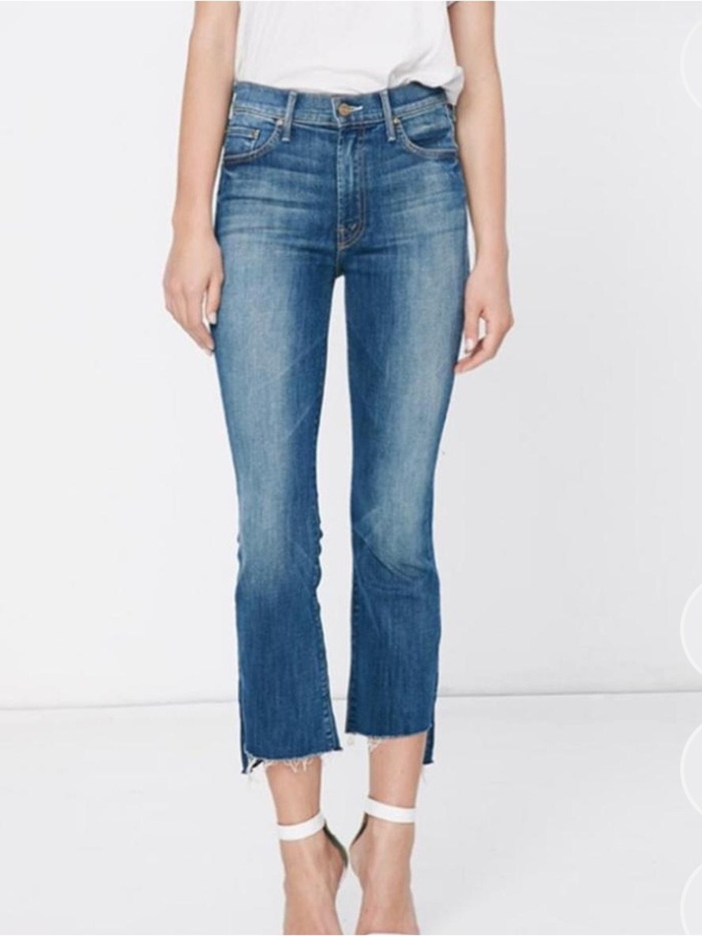 Mother Insider Cropped Step Fray Hem Jeans - 27